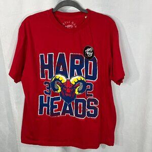 Hustle Gang Graphic Hard 32 Heads T-Shirt Red Y2K Size XL 100%‎ Cotton